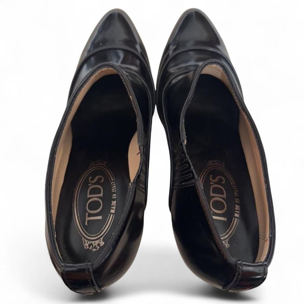 Tod's Black Leather Pointed Toe Heeled Booties size 37/6.5 - Picture 4 of 8